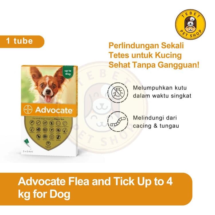 Image of Advocate Flea and Tick Small Dog Up to 4KG | Obat Kutu & Cacing untuk Anjing Ras Kecil