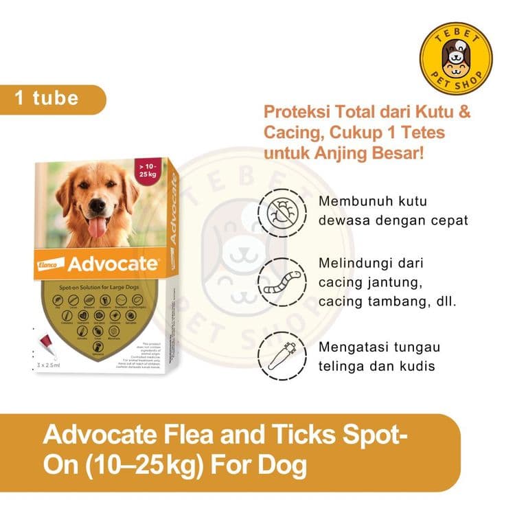 Image of Advocate Flea and Tick Large Dog 10KG - 25KG | Obat Kutu & Cacing untuk Anjing
