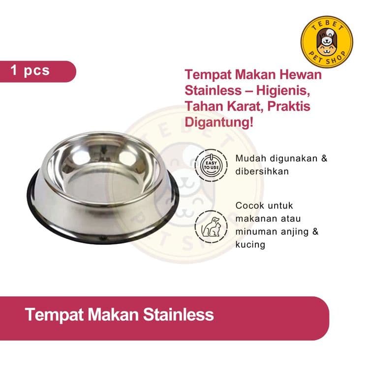 Image of Mangkok Stainless untuk Kucing & Anjing anti Skid