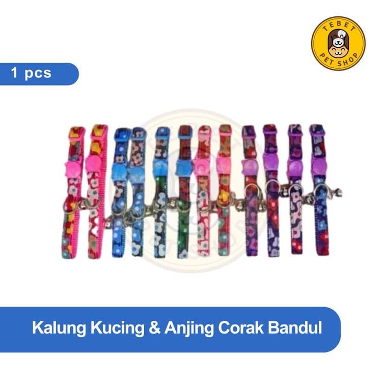 Image of Kalung Nylon Kucing Corak dengan Kerincing