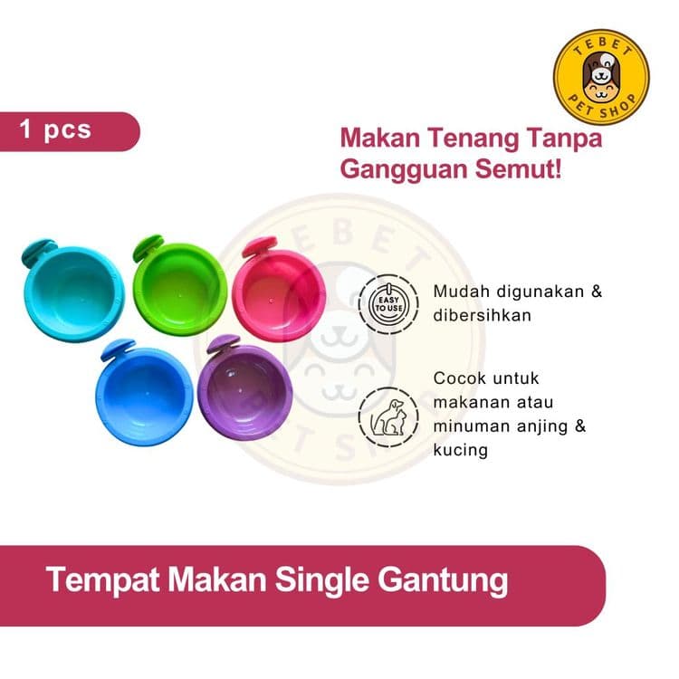 Image of Mangkok Makan Hewan Plastik Gantung 15cm
