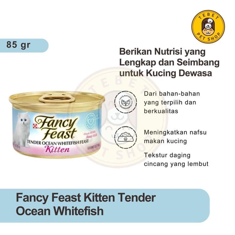 Image of PURINA FANCY FEAST KITTEN GOURMET WITH TENDER OCEAN WHITEFISH FEAST 85 GR WET FOOD