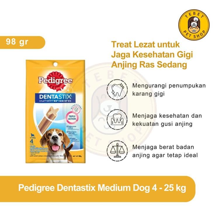 Image of Pedigree Dentastix 4-25KG  Medium Dogs 98GR