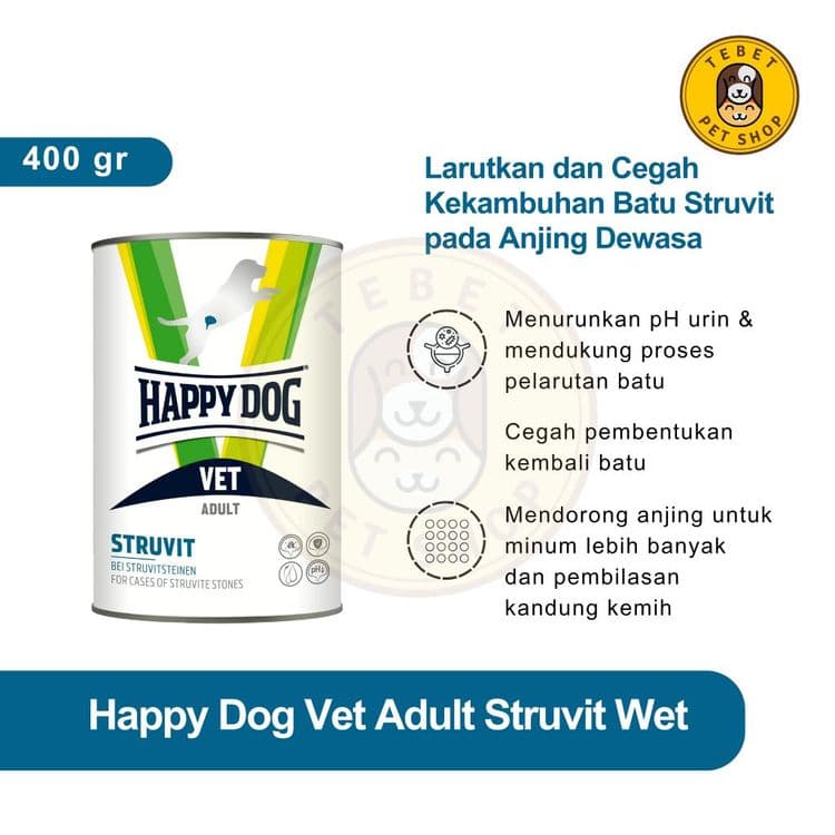 Image of HAPPY DOG VET STRUVIT 400GR DOG FOOD | MENGOBATI SUSAH KENCING