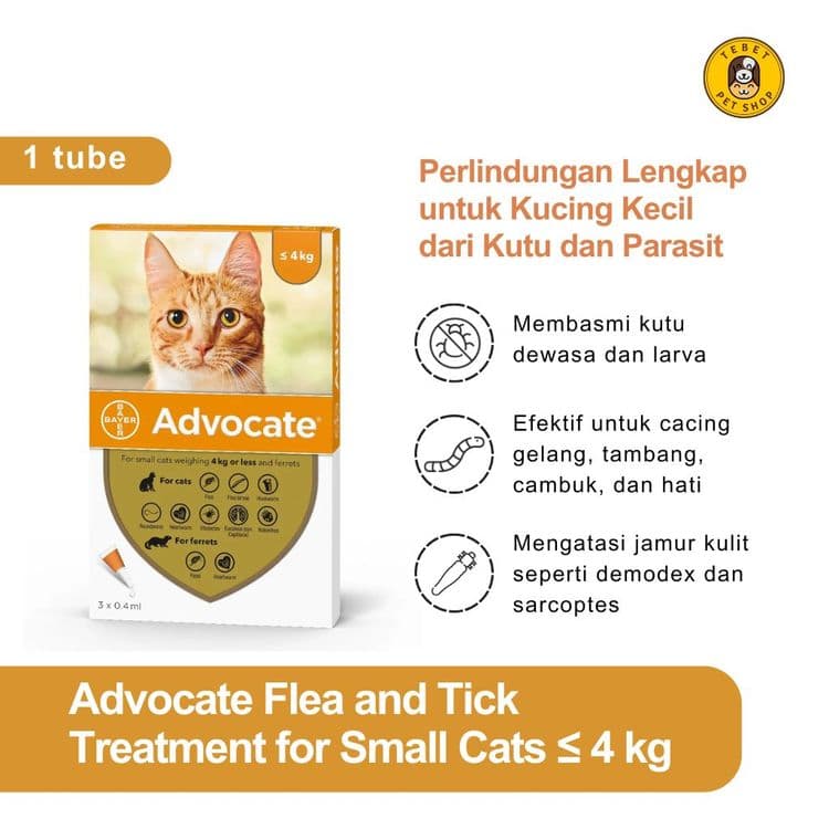 Image of Advocate Flea and Tick Small Cat Up to 4KG | Obat Kutu & Cacing untuk Kucing