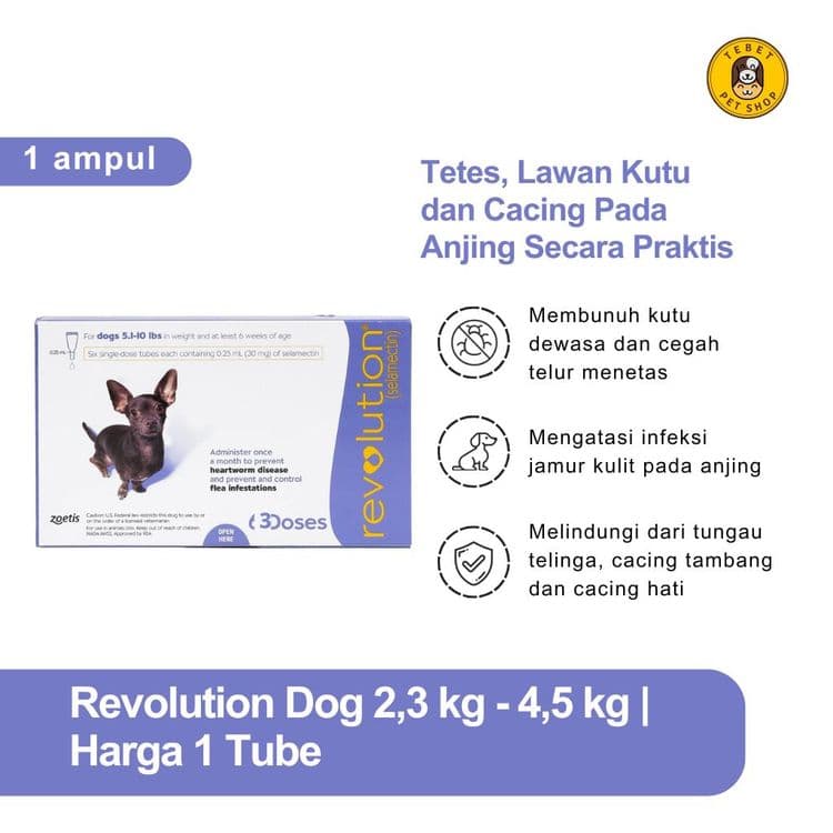 Image of Revolution Purple Small Dog 2,3KG-4,5KG | Obat Kutu & Cacing Anjing Harga 1 Tube