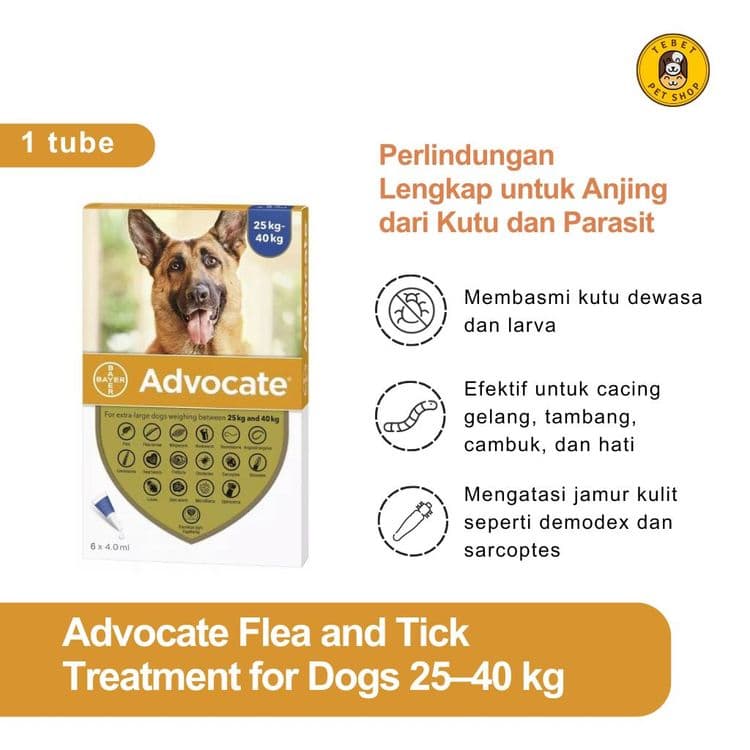 Image of Advocate Flea and Tick Extra Large Dog 25KG - 40KG | Obat Kutu & Cacing untuk Anjing