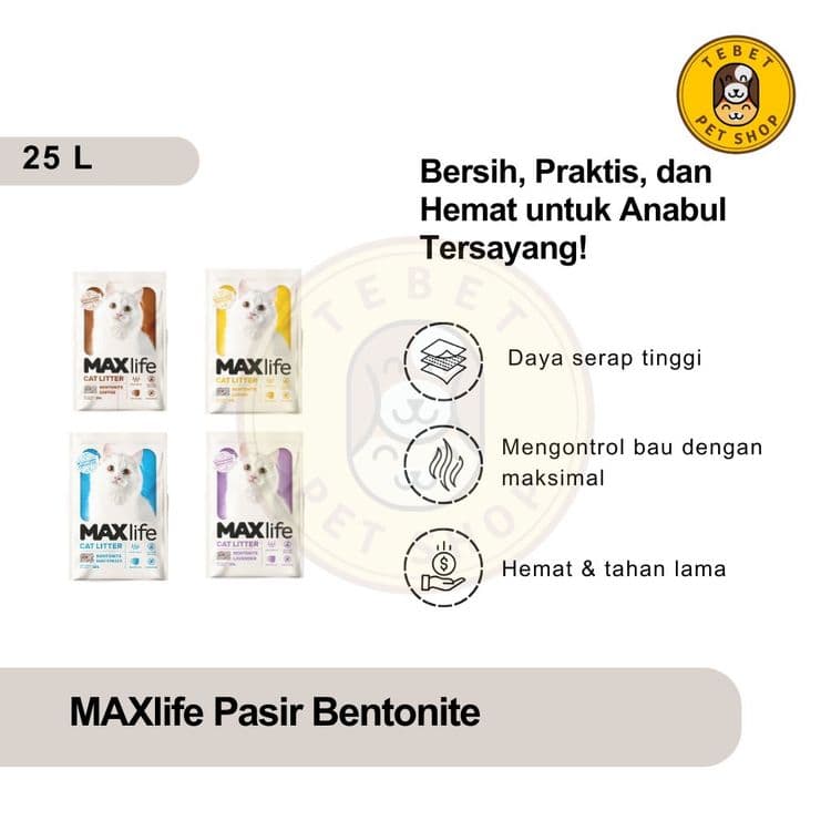 Image of MAXlife Pasir Bentonite 25 Liter | Pasir Kucing