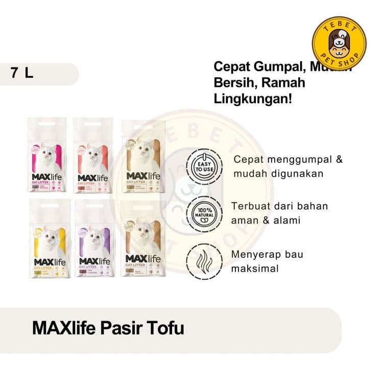 Image of MAXlife Pasir Tofu 7 Liter | Pasir Kucing Aroma