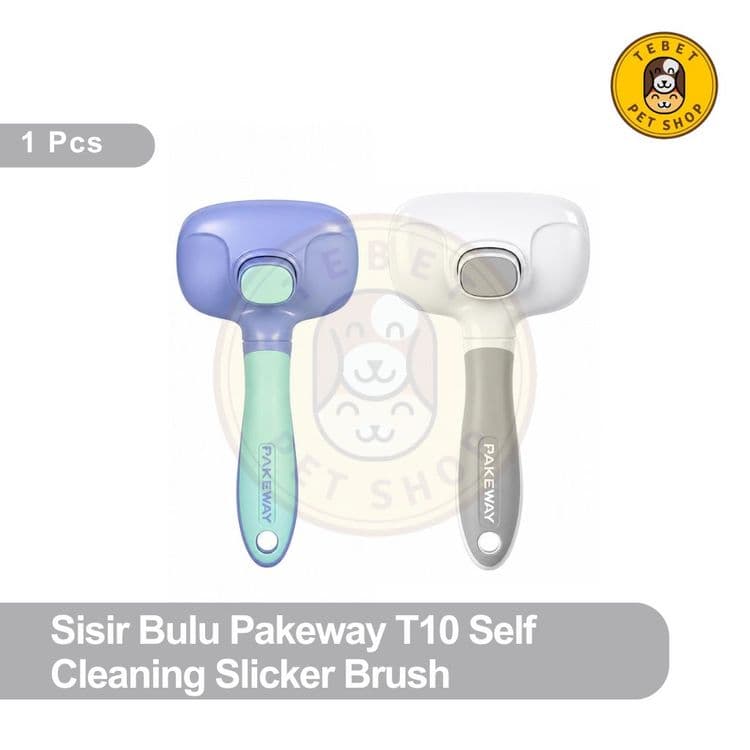 Image of PAKEWAY T10 SELF CLEANING SLICKER BRUSH FUR RELEASER WITH PIN