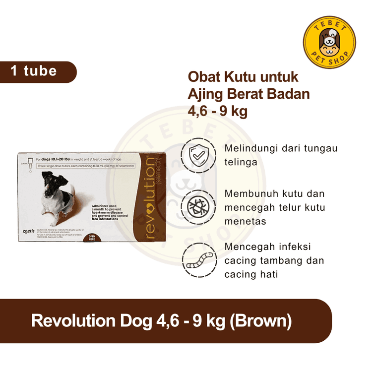 Image of Revolution Dog Brown 4,6KG-9KG | Obat Kutu & Cacing Anjing Harga 1 Tube