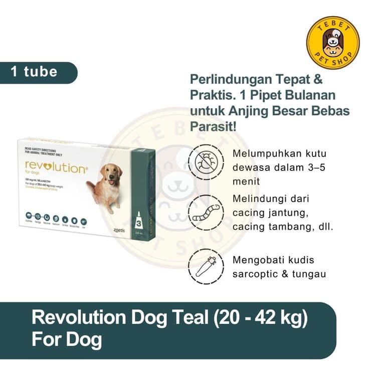 Image of Revolution Teal Dog 20kg - 42,5kg | Obat Kutu & Cacing Anjing Harga 1 Tube