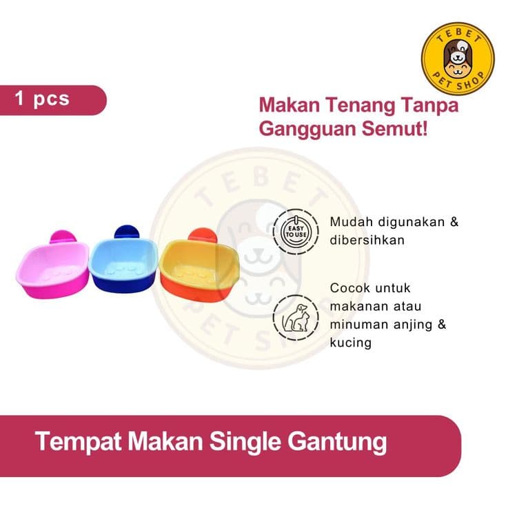 Image of Tempat Makan Anjing Kucing Gantung Double
