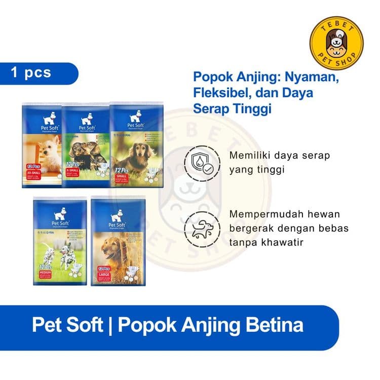 Image of Pet Soft Pampers Popok Anjing Betina 1 Pack