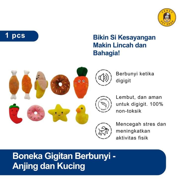 Image of Boneka Squeaky Anjing Kucing Bentuk Karakter
