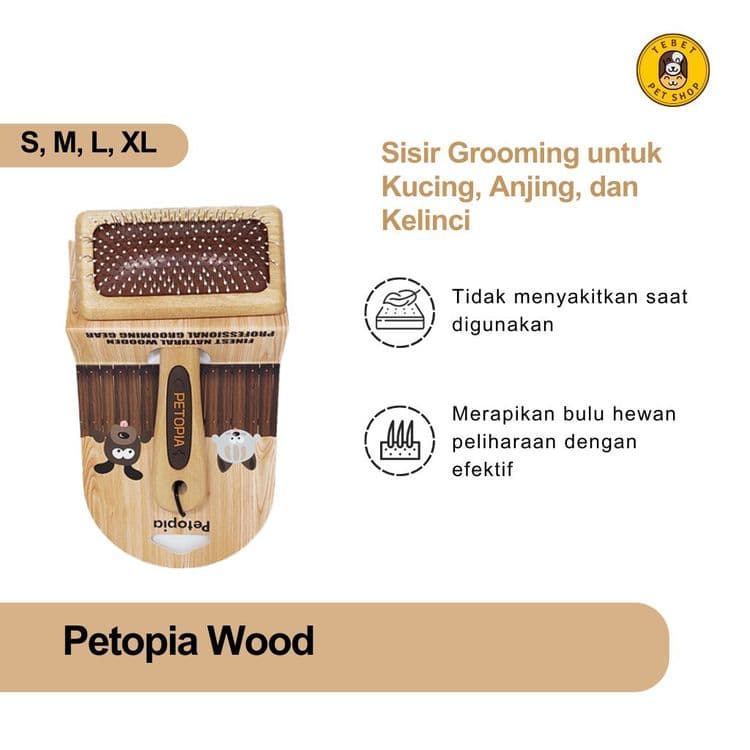 Image of Petopia Sisir Kayu Grooming Hewan