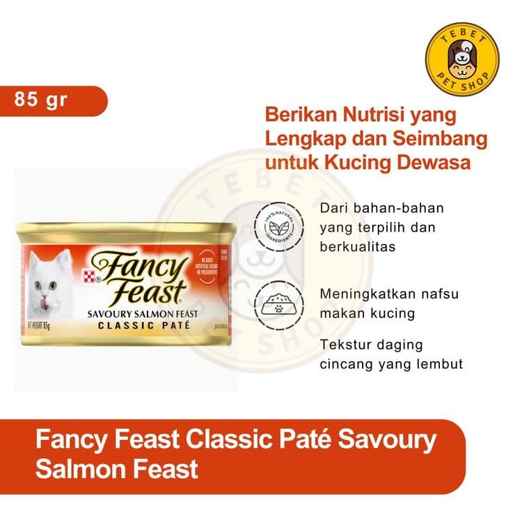 Image of PURINA FANCY FEAST CLASSIC PATE SAVORY SALMON FEAST GOURMET 85 GR WET FOOD